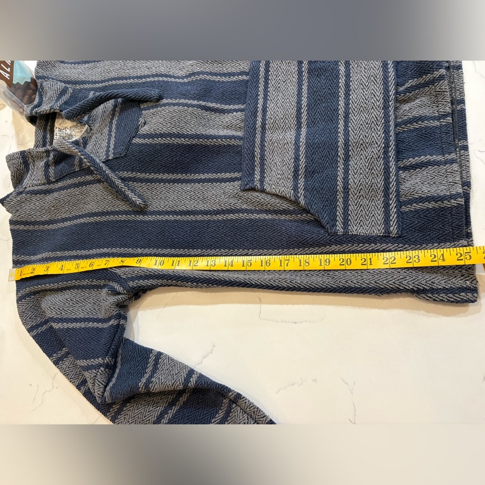 Striped Baja Hoodie in Blue and Grey. - Picture 7 of 8